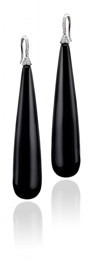E0251 Long Black Onyx Drop Earrings on Pave Diamond Wire 356x1024 Ivanka Trump 2010 Collection